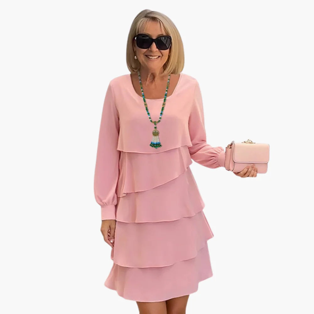 Diana | Layered Long Sleeve Elegant Midi Dress