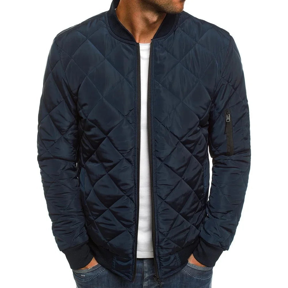 Arlo | Men's Diamond Quilted Ribbed Trim Bomber Jacket