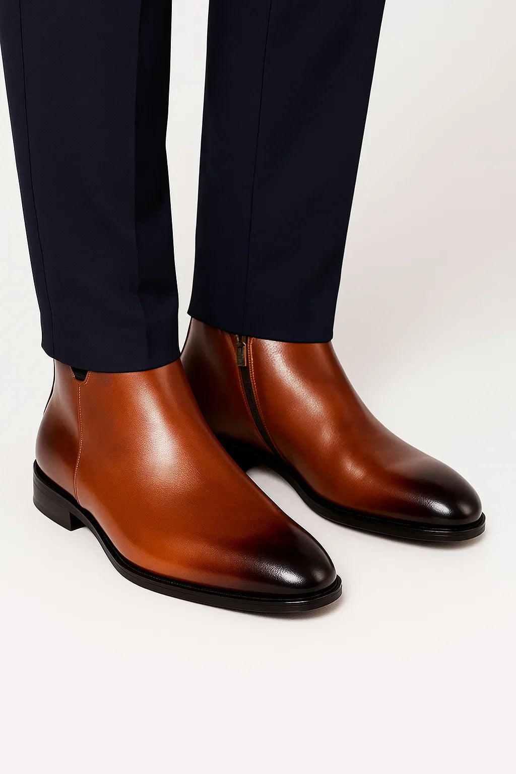 Caspian | Black Leather Chelsea Boots with Almond Toe