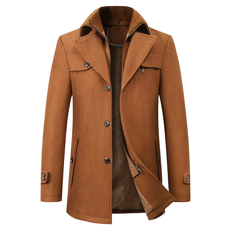 Connor | Men's Mid-Length Wool Pea Coat