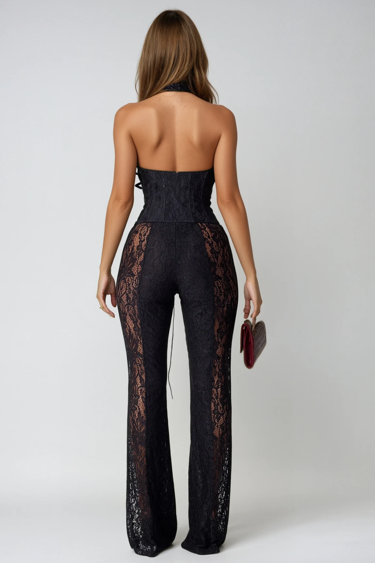 Loreli | Elegant Sleeveless Lace Halter Neck Jumpsuit