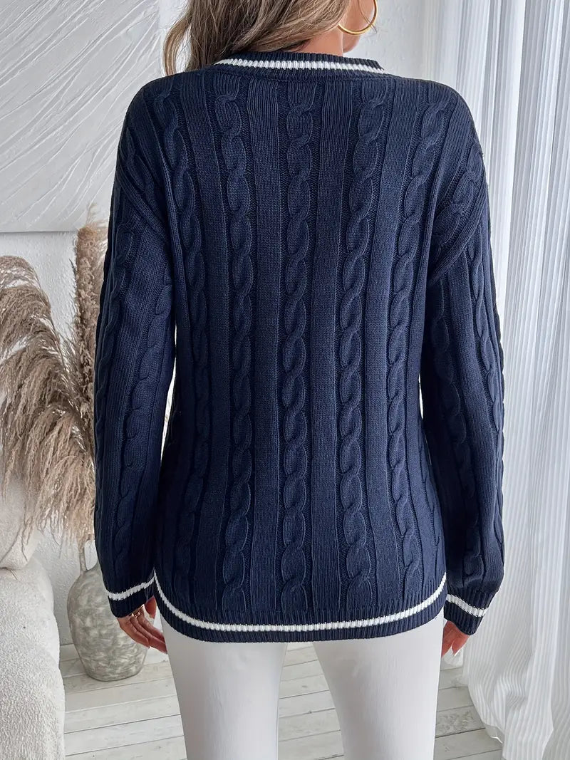 Lilly | Women's V-Neck Cable Knit Jumper