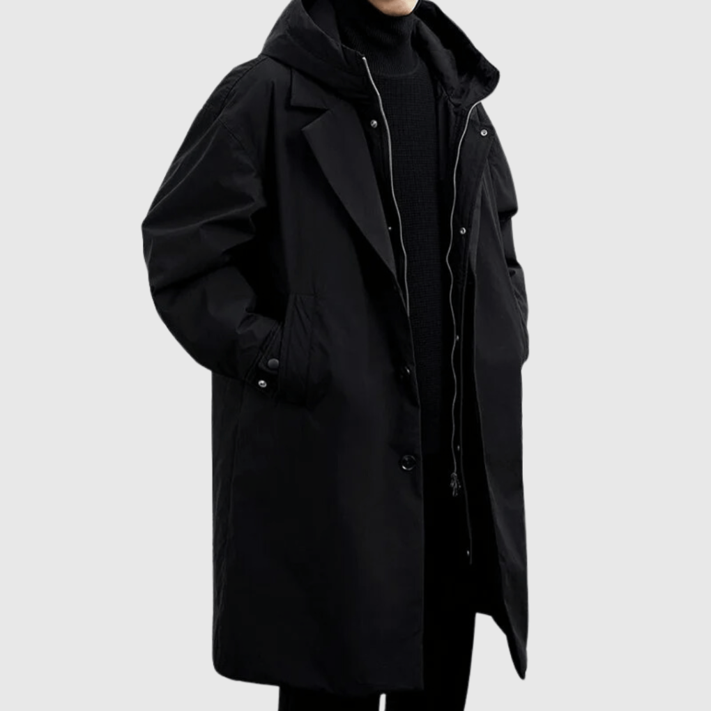 Men's Zip Off Hood Convertible Trench Coat