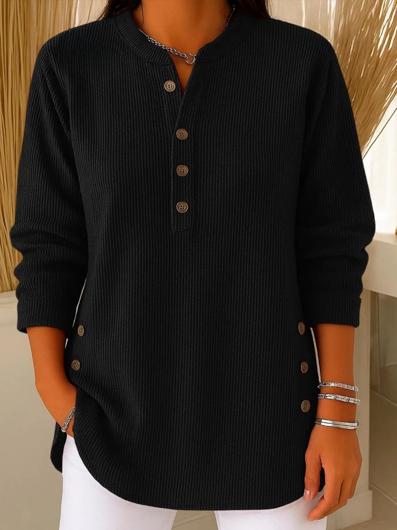 Mia | Women's Button Detail Ribbed Knit Jumper