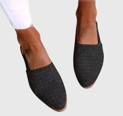 Marie | Woven Pointed Toe Flat Cushioned Comfort Sandals