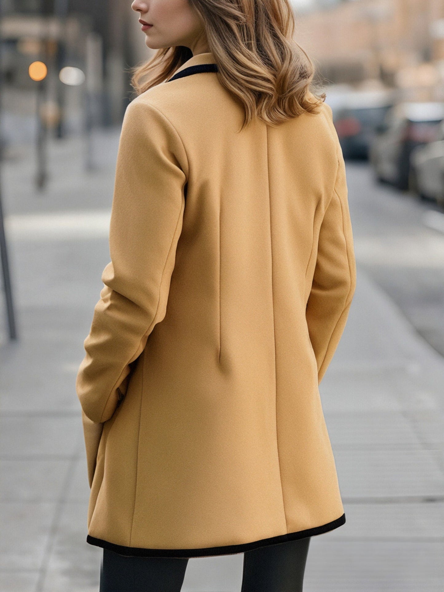 Women's Double-Breasted Contrast Trim Coat