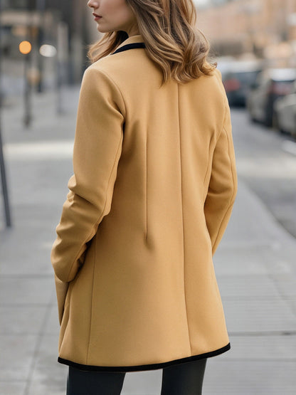 Women's Double-Breasted Contrast Trim Coat