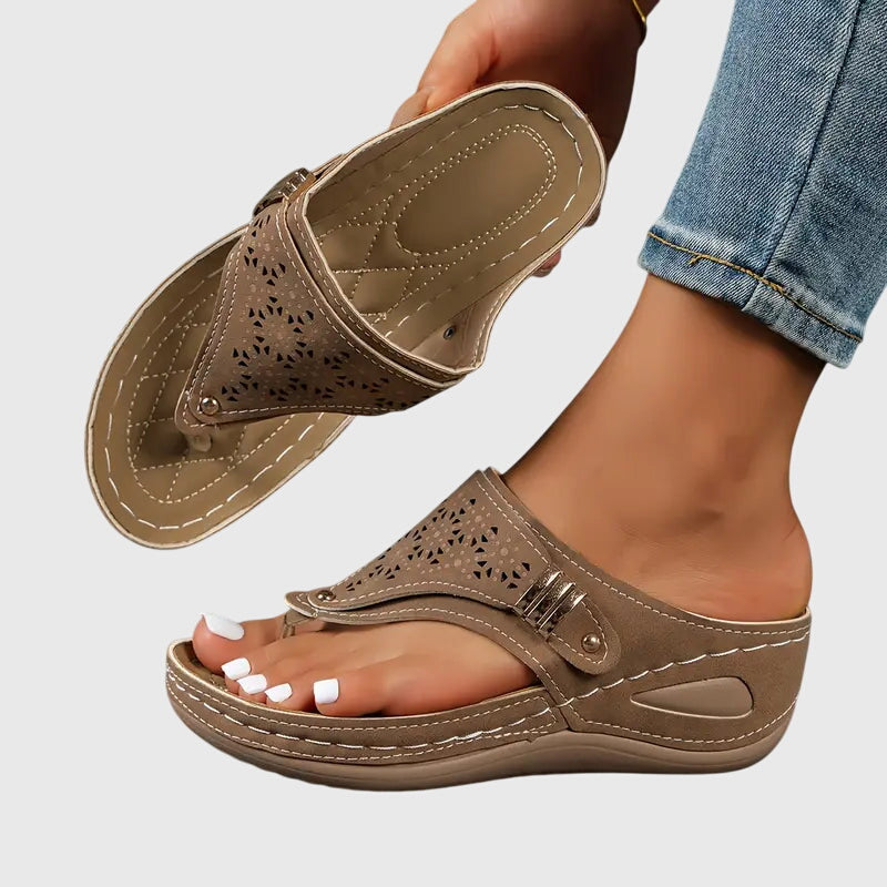 Florence | Cutout Upper Wedge-Heel Comfort Thong Sandals