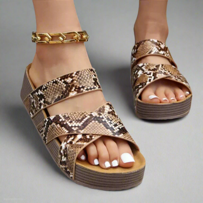 Janie | Woven Strap Chunky Platform Slide Sandals