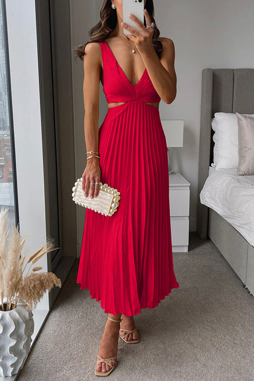 Francine | Cutout Front-Pleated Wedding Guest Midi Dress