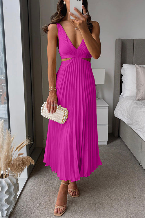 Francine | Cutout Front-Pleated Wedding Guest Midi Dress