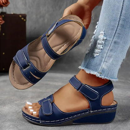 Mikaela | Velcro Strap Wedge-Heel Comfort Sandals