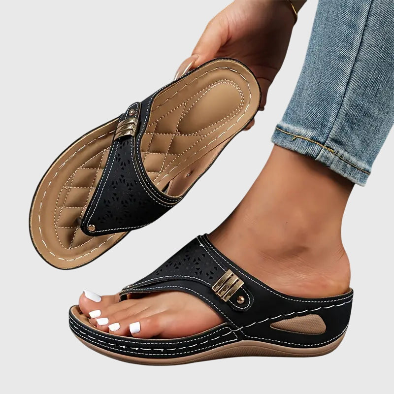 Florence | Cutout Upper Wedge-Heel Comfort Thong Sandals
