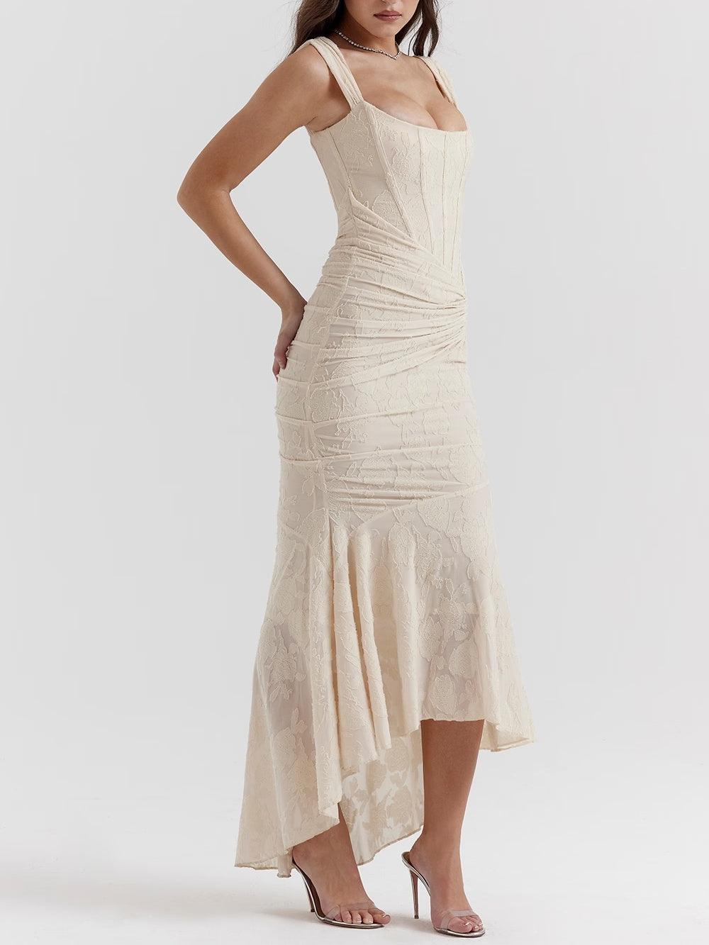 Jasmine | Off Shoulder Lace Boned Corset Wedding Guest Dress
