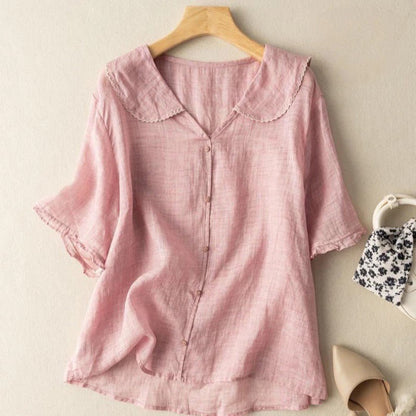 Kendra | Vintage Short-Sleeve Button Down Blouse