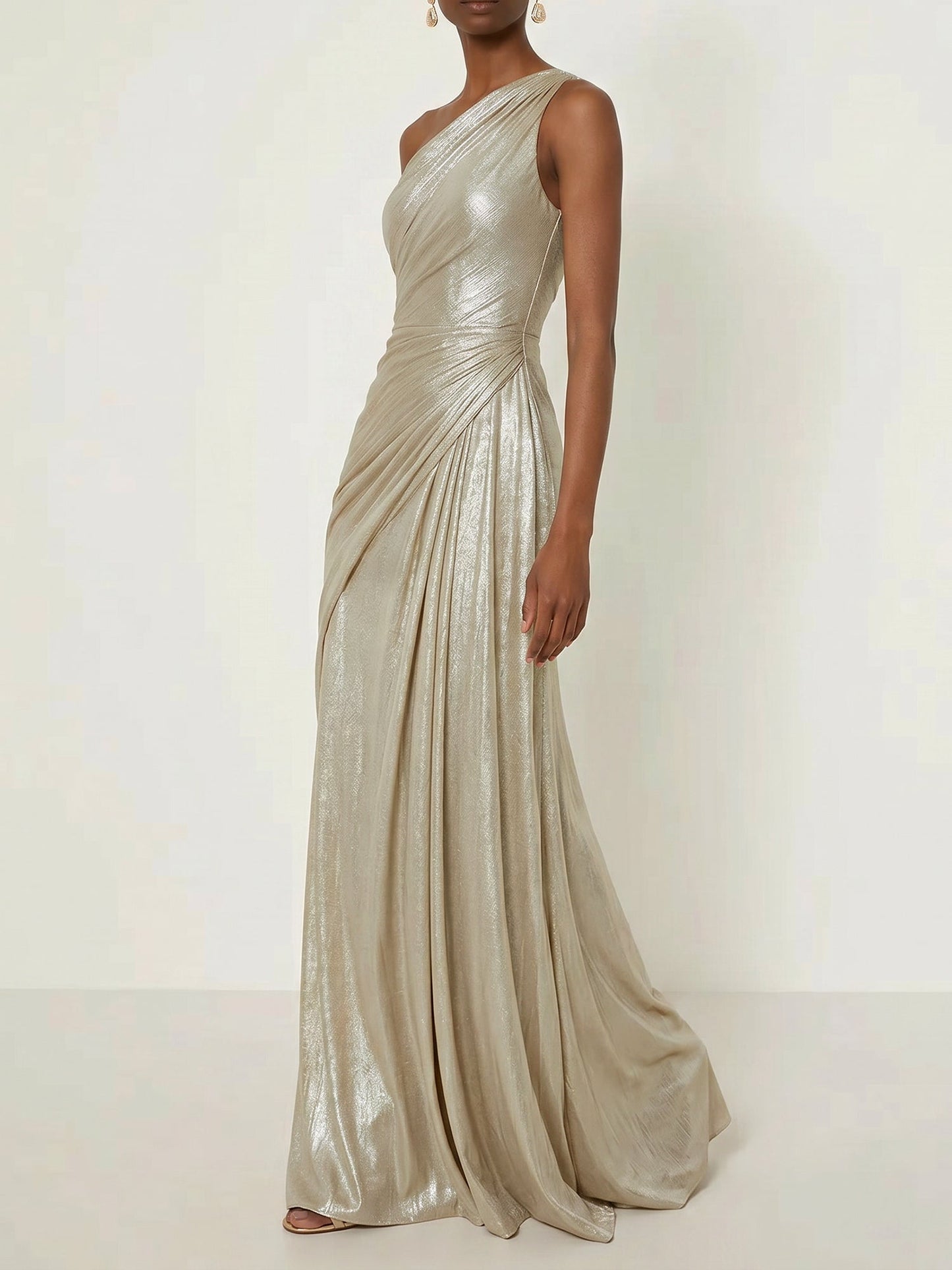 Luxe | One Shoulder Silk Ruffle Maxi Formal Bridesmaid Dress