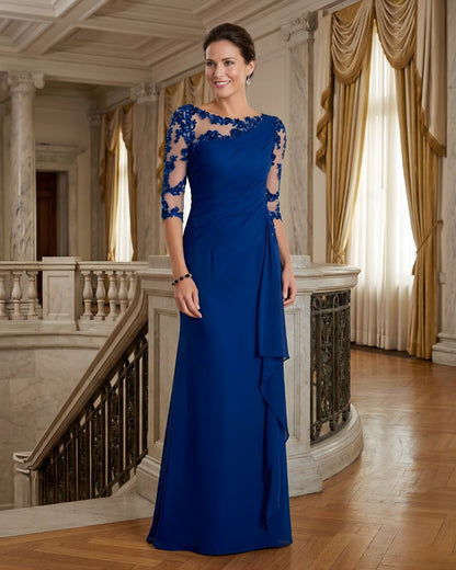 Women's Lace Illusion Ruffle Evening Gown