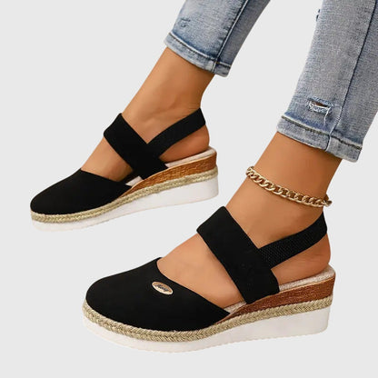 Debbie | Closed Toe Wedge-Heel Comfort Platform Sandals