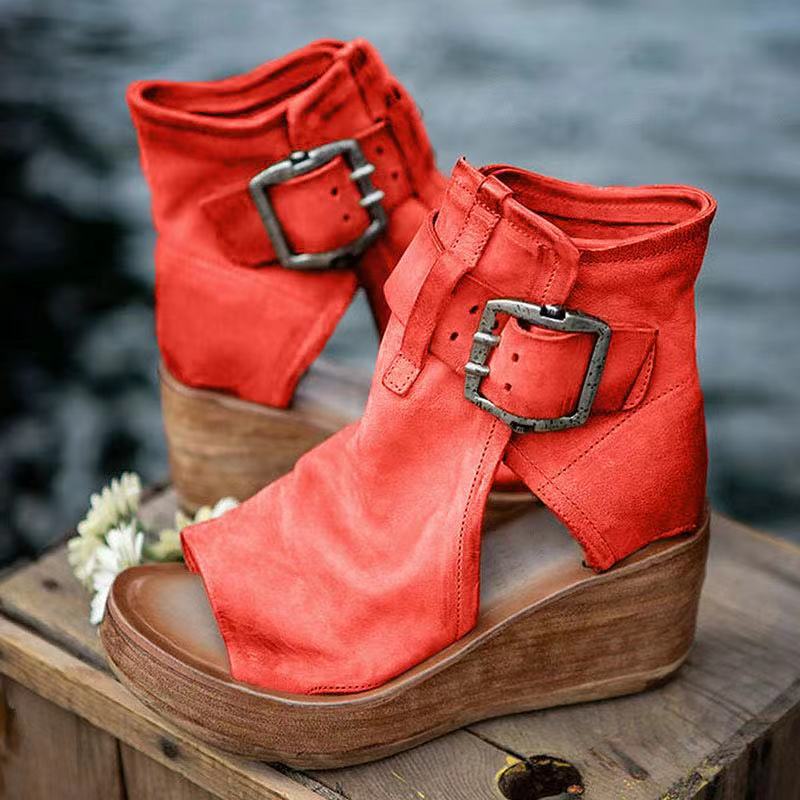 Finley | Double Buckle Platform Wedge-Heel Sandals