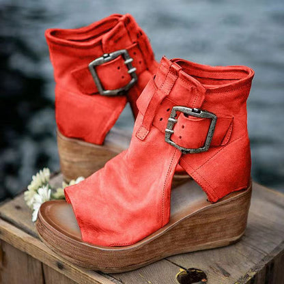 Finley | Double Buckle Platform Wedge-Heel Sandals