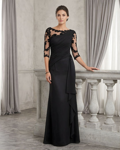 Women's Lace Illusion Ruffle Evening Gown
