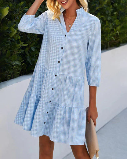 Lorraine | Check Print Summer Casual Vacation Dress