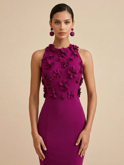 Fucia | High Neck Floral Mermaid Formal Bridesmaid Dress