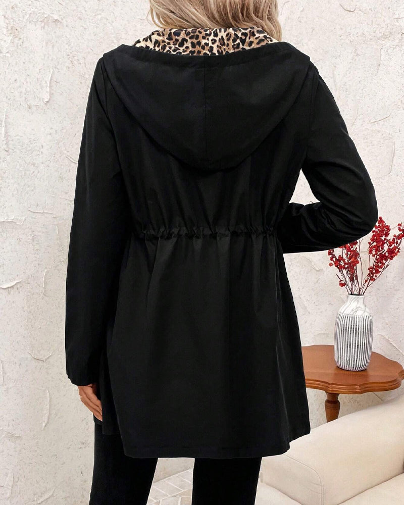 Women's Reversible Hooded Leopard Print Coat