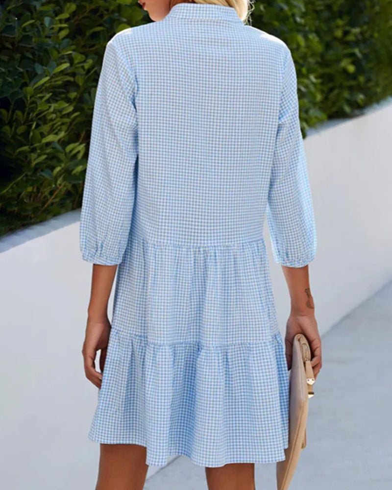 Lorraine | Check Print Summer Casual Vacation Dress