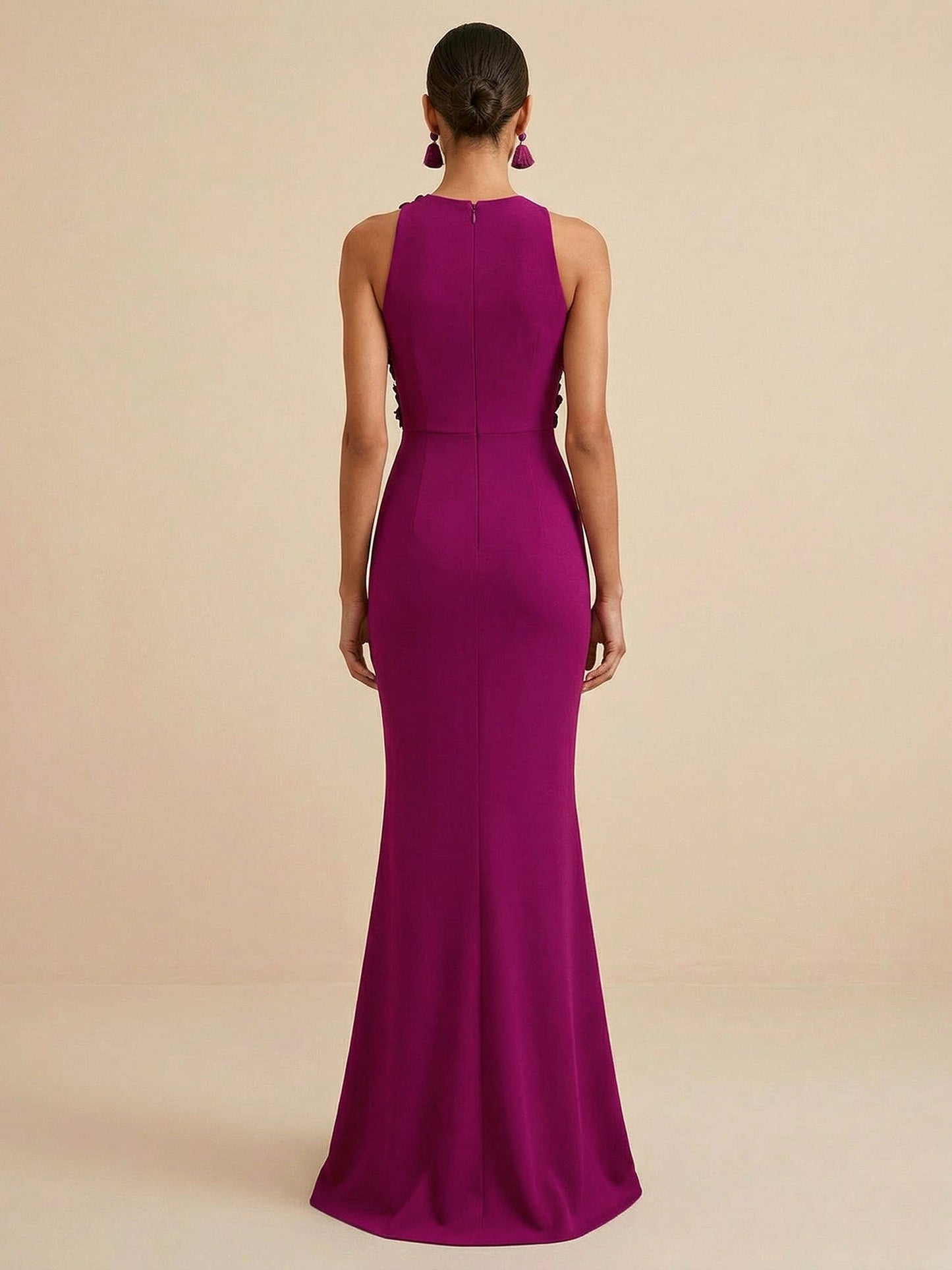 Fucia | High Neck Floral Mermaid Formal Bridesmaid Dress