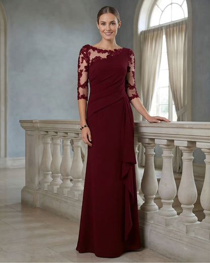 Women's Lace Illusion Ruffle Evening Gown
