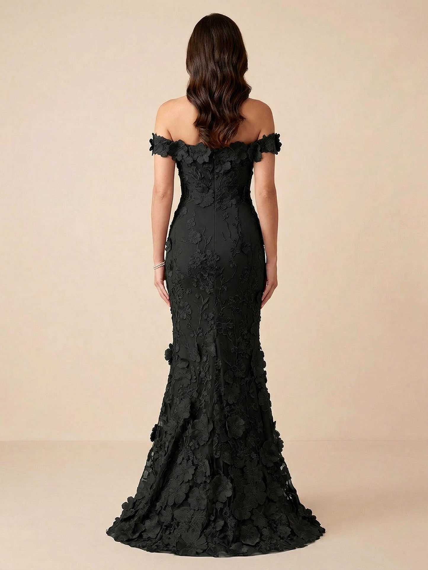 Noy | Off Shoulder Floral Mermaid Evening Wedding Guest Dress