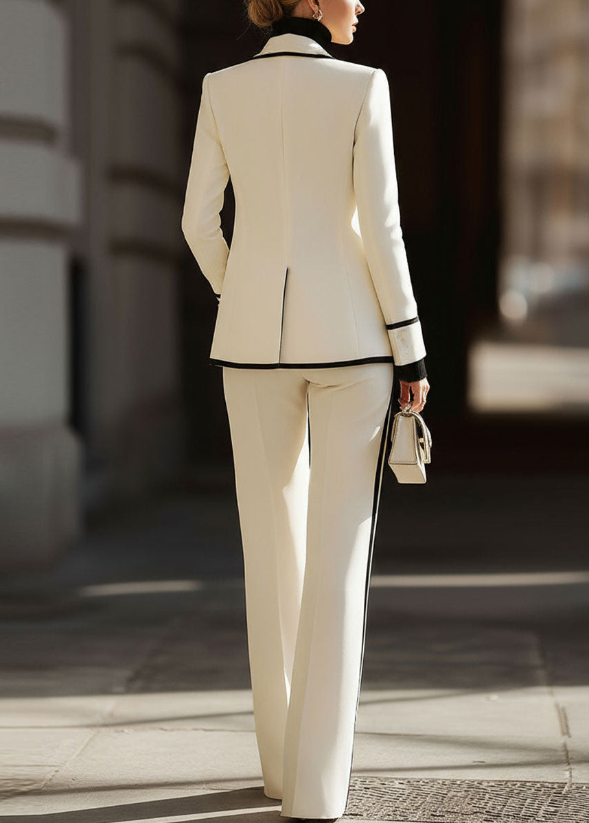 Women's Double Breasted Suit Set with Contrast Trim