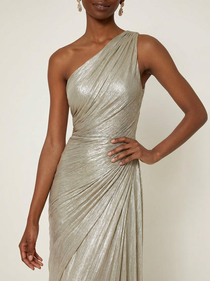 Luxe | One Shoulder Silk Ruffle Maxi Formal Bridesmaid Dress
