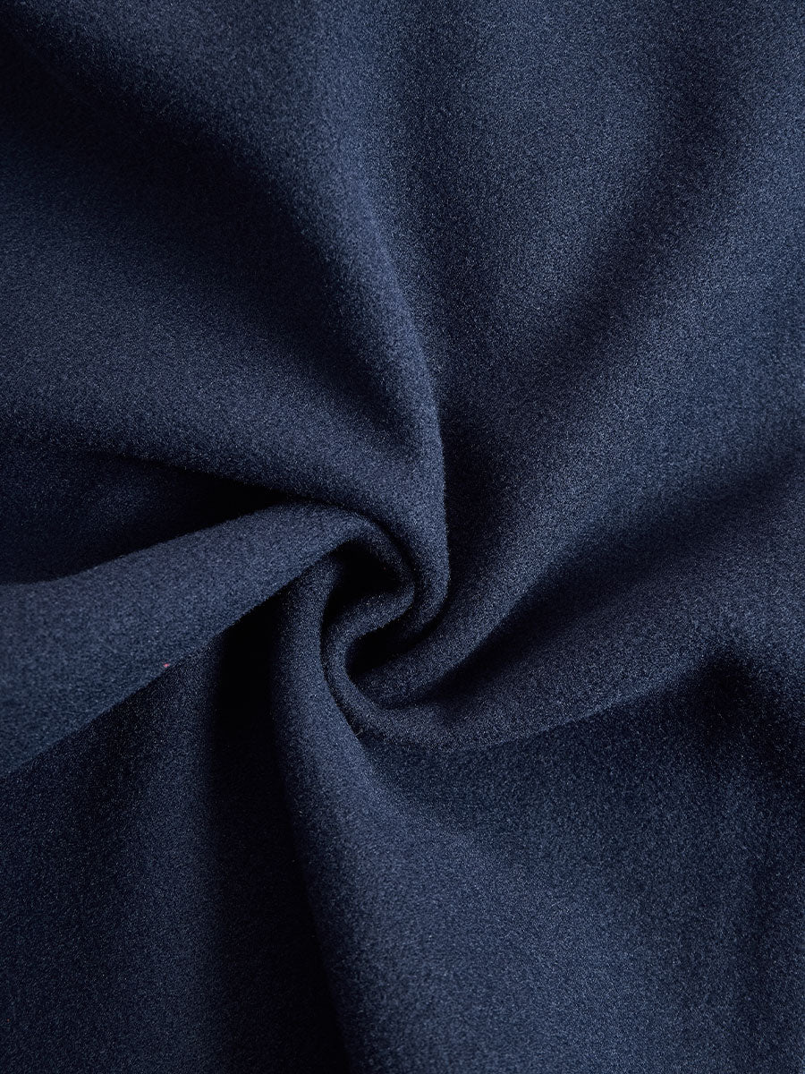 Women's Navy Stand Collar Maxi Wool Coat