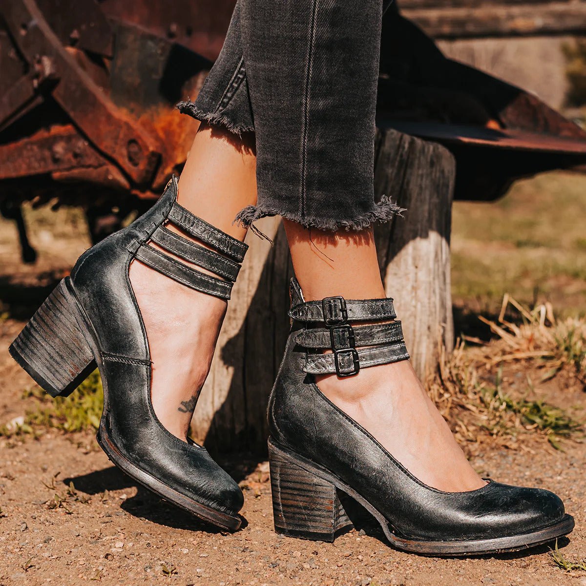Miranda | Cushioned Triple-Buckle Block-Heel Sandals
