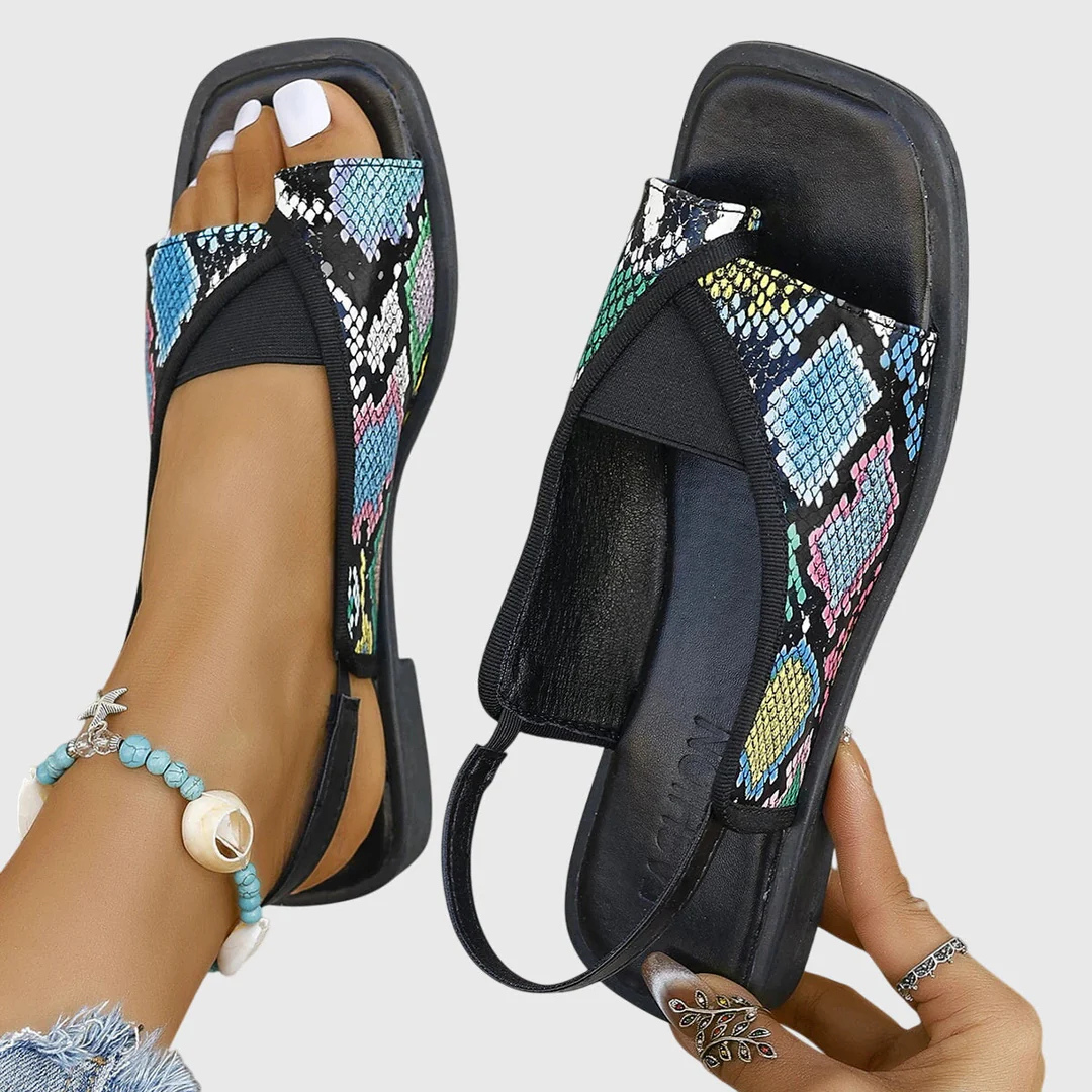 Rhonda | Square-Toe Colorblock Comfort Sandals