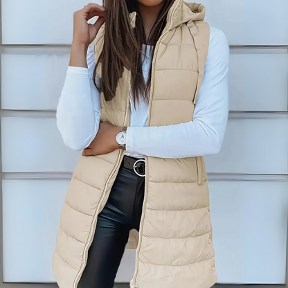 Raine | Women's Sleeveless Hooded Longline Puffer Vest