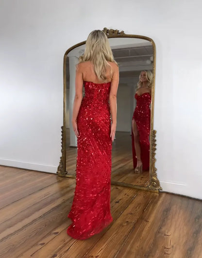 Flora | Sequin Boned Corset Open Back Prom Dress