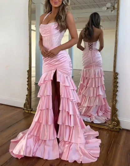 Alondra | Sequin Boned Corset Ruffle Tiered Mermaid Bridesmaid Dress