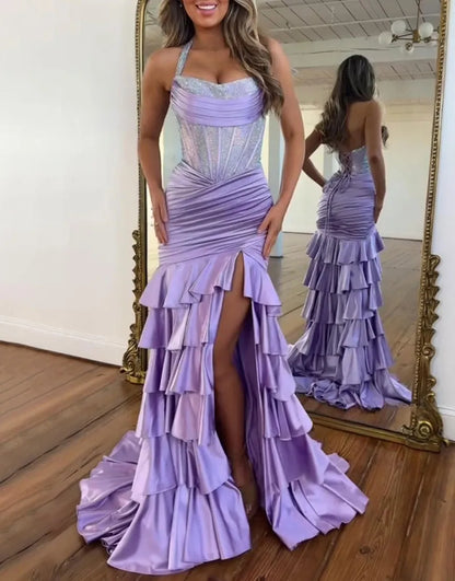 Alondra | Sequin Boned Corset Ruffle Tiered Mermaid Bridesmaid Dress