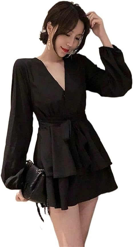 Portia | Lantern Sleeve V-Neck Mini Summer Dress