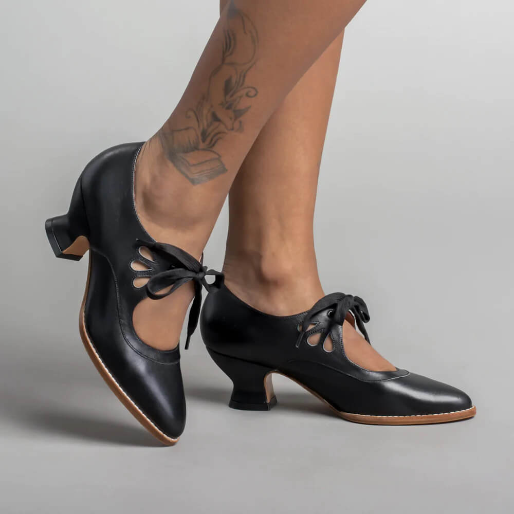 Morgan | Lace-Up Retro-Style Vintage Mary Jane Heels