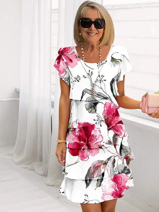 Camille | Ruffled Floral Midi Summer Dress