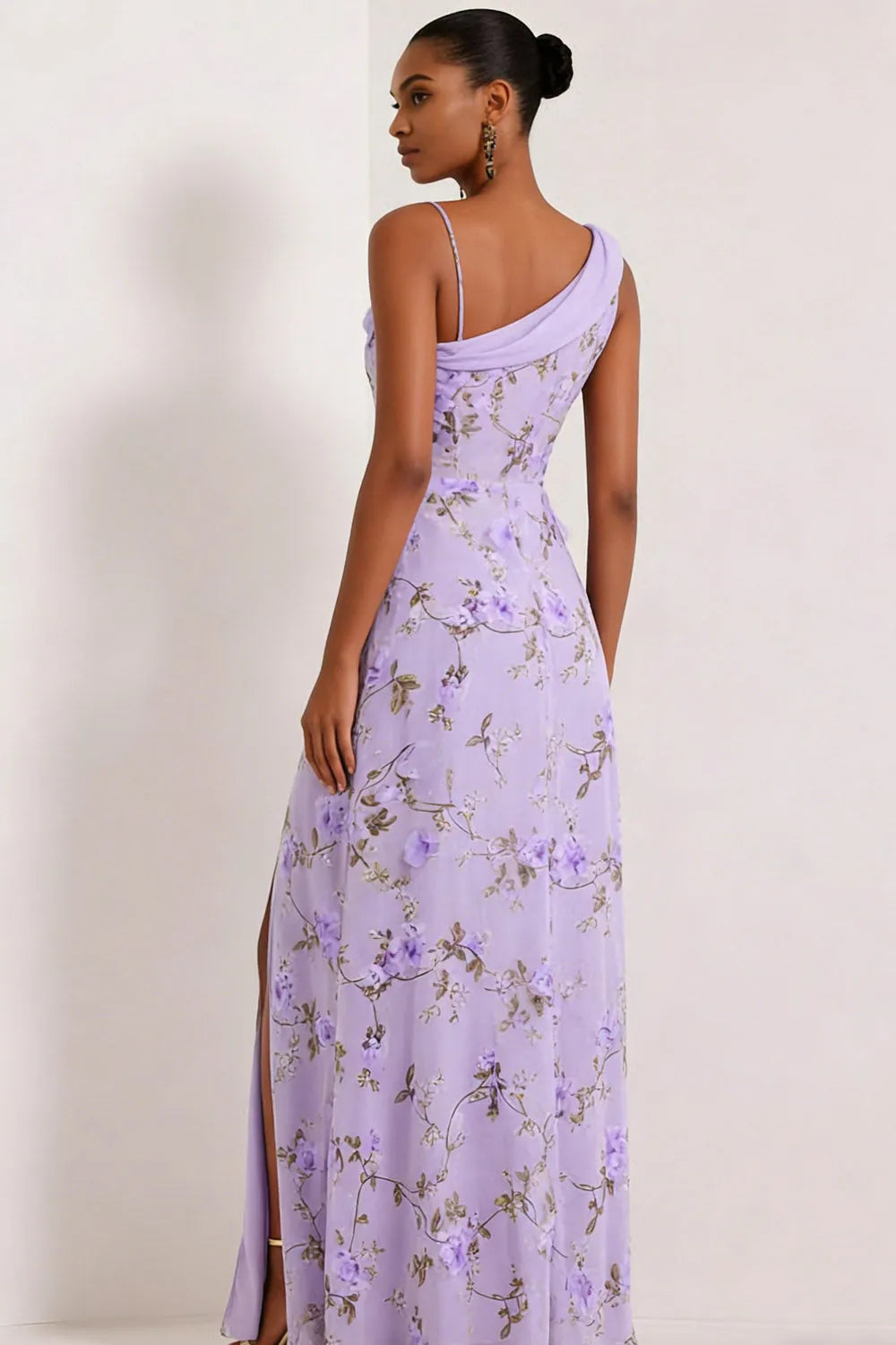 Addison | Floral Boned Corset Cowl Neck Maxi Bridesmaid Dress