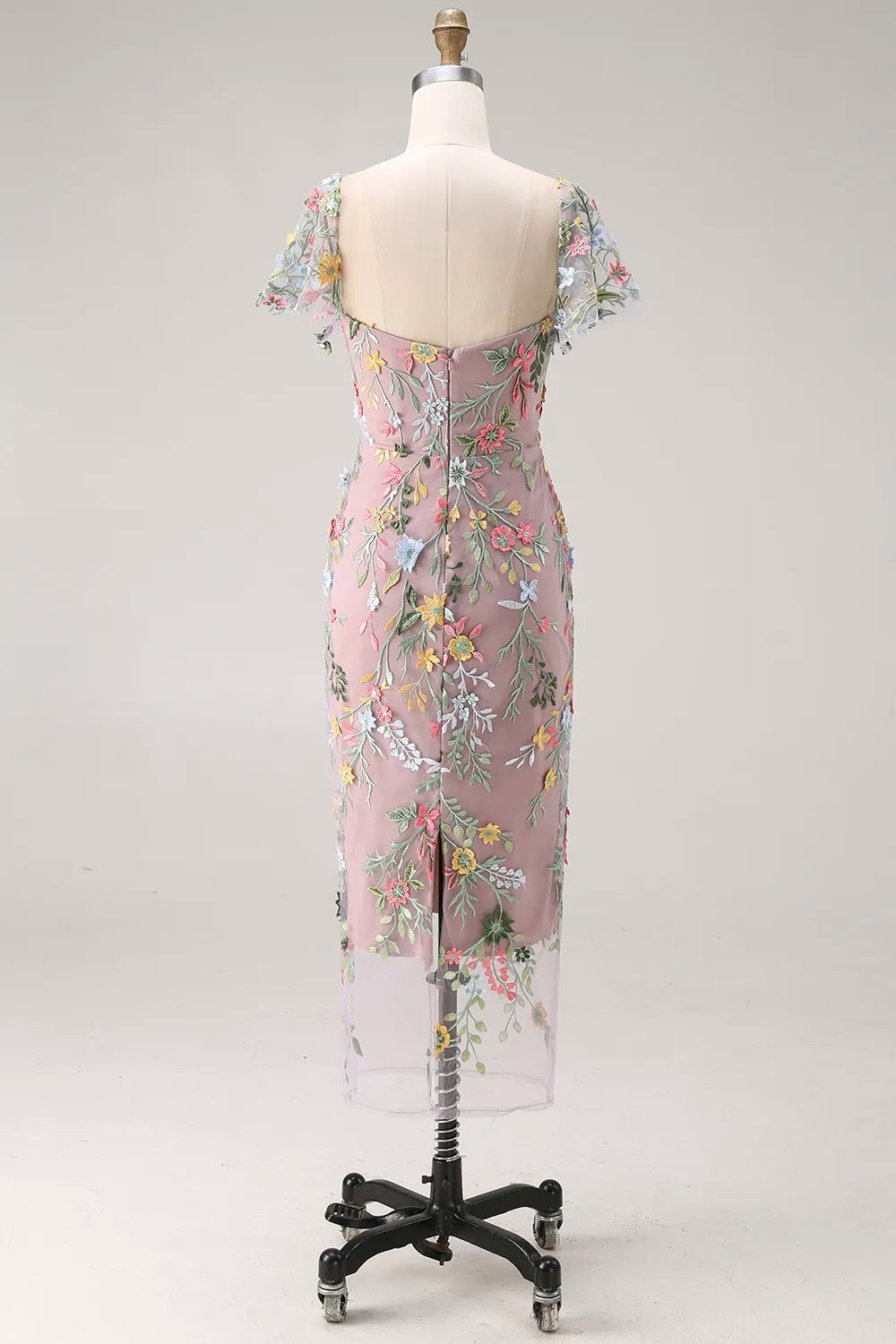Sally | Botanical Print Embroidered Summer Wedding Guest Midi Dress