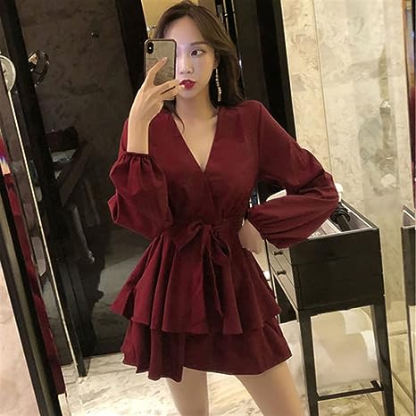 Portia | Lantern Sleeve V-Neck Mini Summer Dress
