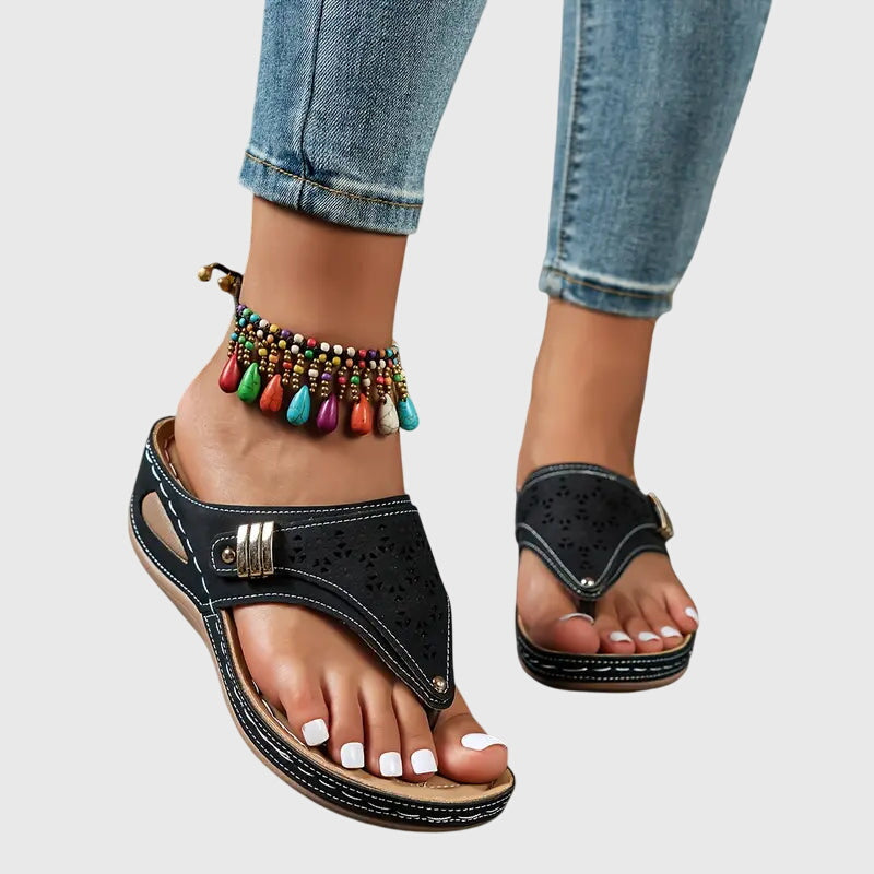 Florence | Cutout Upper Wedge-Heel Comfort Thong Sandals