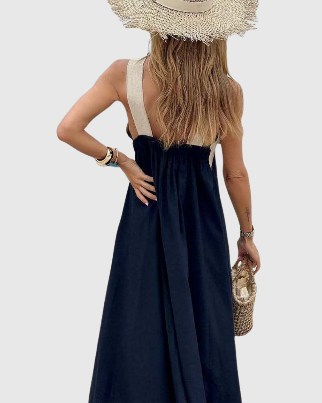 Summer | Linen Crossover Halter Neck Maxi Sundress