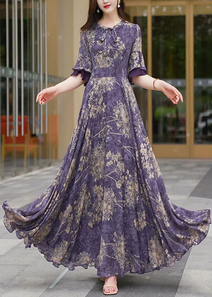 Anna | Botanical Print Ruffle Sleeve Maxi Summer Dress